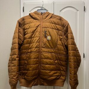 Carhartt Quilted Hooded Puffer Jacket — Carhartt Brown